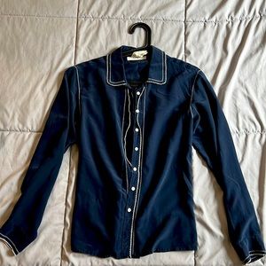 Laura Ashley 100% silk blouse beautiful stitched details western vibes